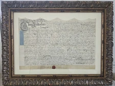 Antique Contract by King George – Original Signed Parchment – Framed Document 