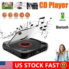 Black Portable CD Player Personal CD Players with Bluetooth Rechargeable