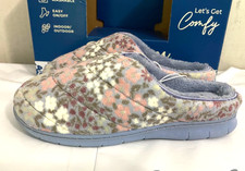 NEW Dearfoams Women's Memory Foam Comfy Slippers - PICK SIZE - Blue Floral