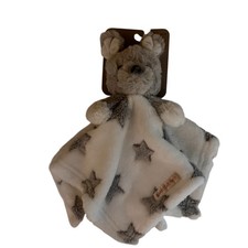 Blankets  Beyond Puppy Dog Gray Stars Security Blanket Lovey White NEW Plush