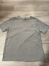 Tommy Hilfiger Youth Small Plain Grey T-shirt 8/10 V-Neck Basic Simple