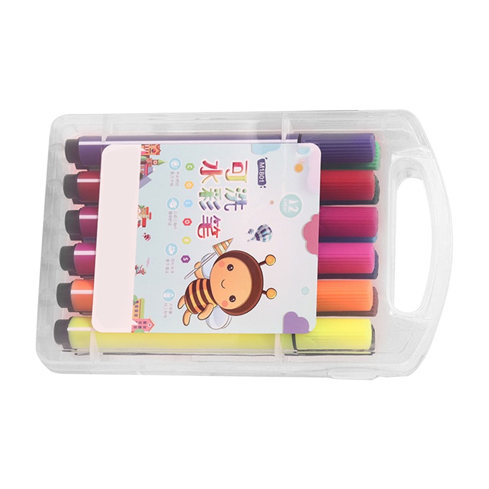 12 Colors Watercolor Pen Set Triangular Grip Washable Painting Pen Kids ...