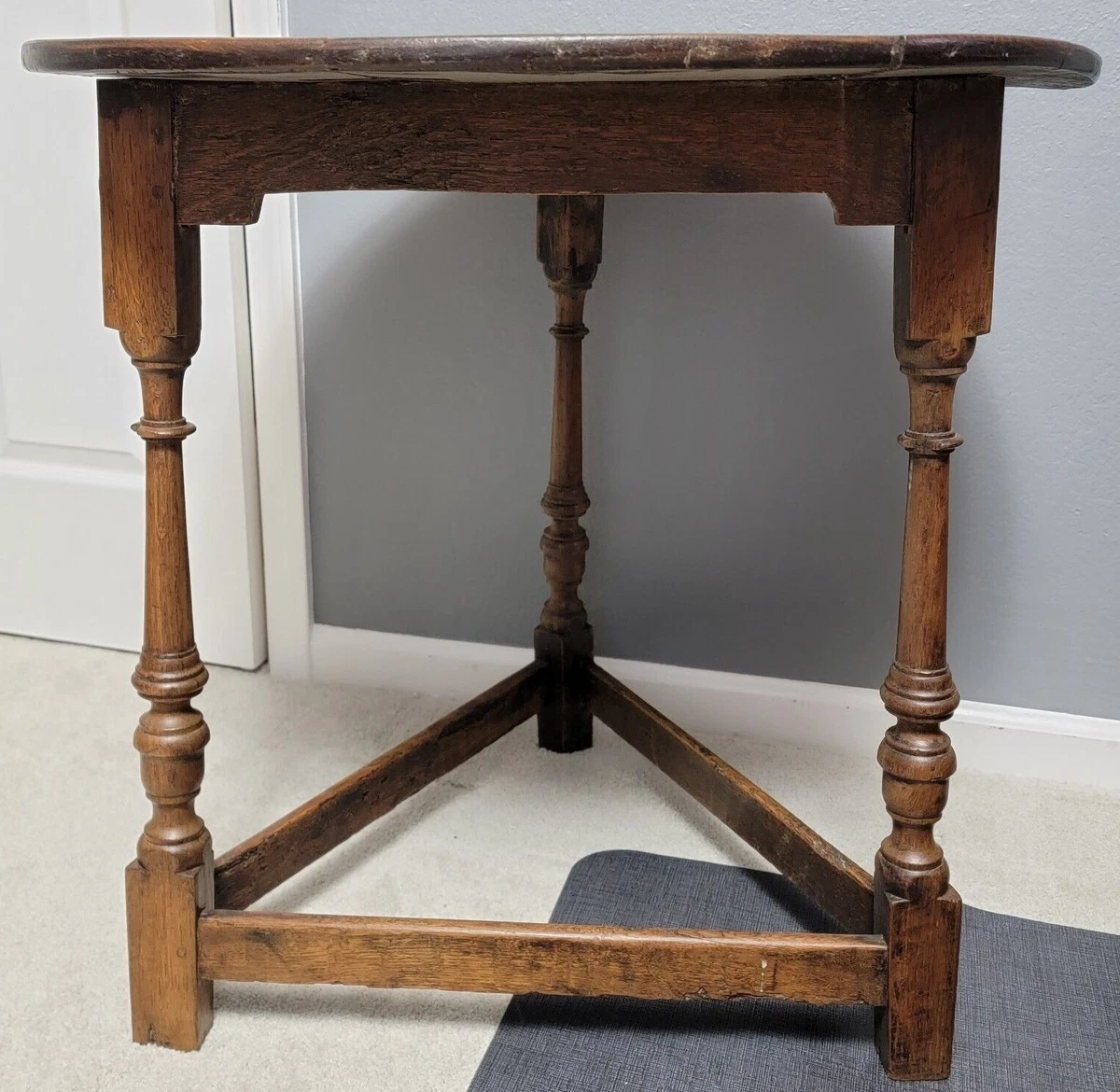 Antique 18th Century English Oak Cricket Pub Side Table Primitive