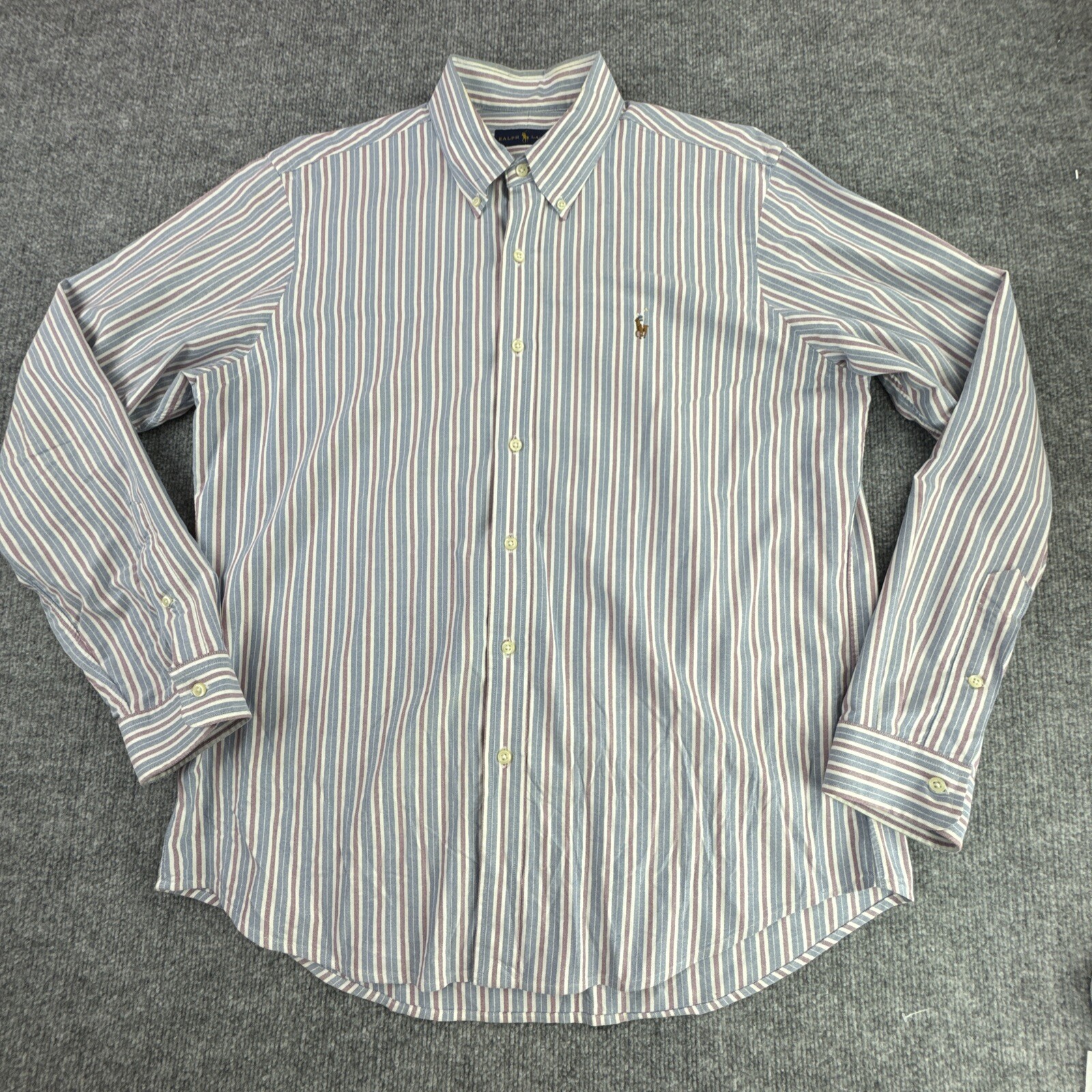 Camicia Ralph Lauren uomo L abbottonata a righe carne pony casual designer preppy