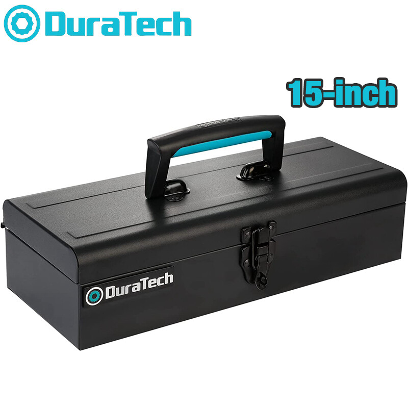DuraTech Metal Tool Box 15" Steel Tool Box w/Metal Latch Closure Plastic Handle