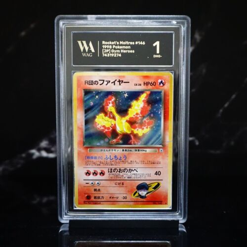 WAG 1 DMG Pokémon Japanese Rocket’s Moltres Gym Heroes Holo Rare #146 Slab