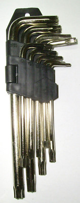 T10-T50 9-tlg. Torxschlüsselsatz mittel mit Bohrung Torxschlüssel Winkeltorx TX
