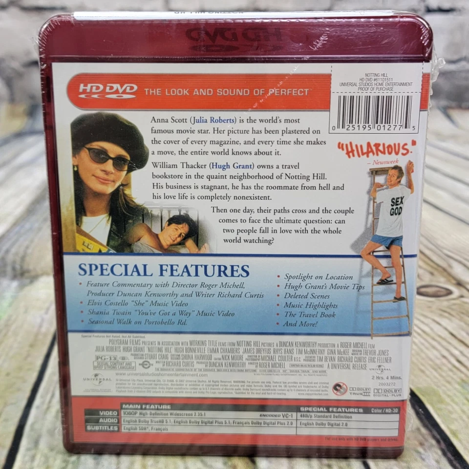 Notting Hill HD DVD Movie NEW Julia Roberts Hugh Grant Widescreen Comedy - Image 2 of 4