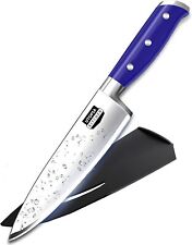 mainstays purple 8 inch kitchen chef knife with sheath cover non stick  blade