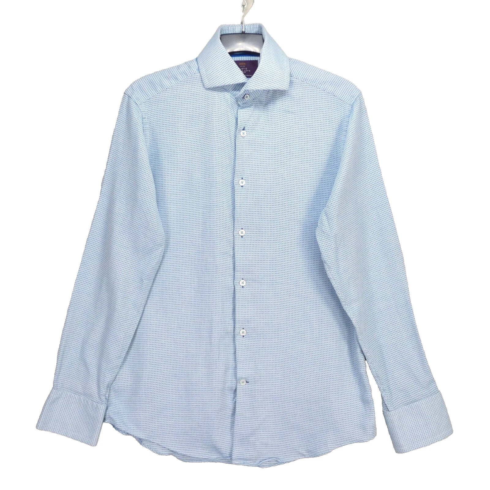 Hawes Curtis Mens Shirt Blue Long Sleeve York Slim Fit Elegant Smart Size M
