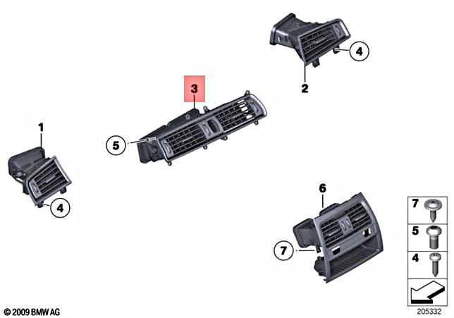 Genuine BMW F07 520d 528i 530d 155kW 530dX Fresh Air Grille Center 