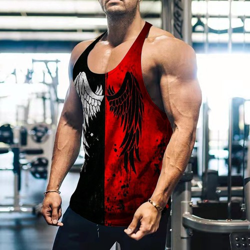 Men's Gym T-shirt Muscle Sleeveless Gym Bodybuilding Stretchy Workout Tank Tops - Picture 31 of 66