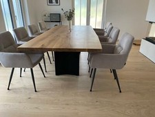 Tavolo da Pranzo IN Rovere Massiccio Con Baumkante 1,60x1,03m Incl. Base