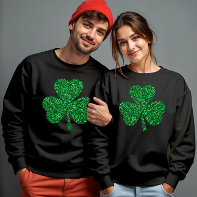 Kleeblatt Herren und Damen lustiges St. Patricks Day Sweatshirt Pullover #STPD