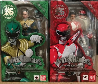Mighty Morphin Red & Green Power Rangers set SDCC 2018 Tamashii
