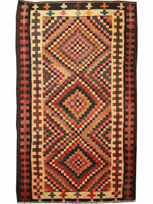 5x10 Geometric Traditional Handmade Flat Tribal Kilim Wool Vintage Area Rug