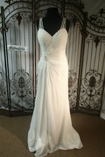 735wb MOONLIGHT TANGO T628 IVORY SZ 8 $795 RACER BACK BEADED WEDDING DRESS GOWN