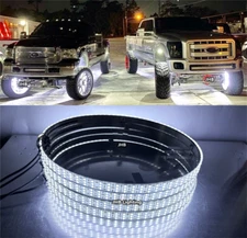 17.5" Pure WHITE TRIPLE ROW Trucks LED Wheel Rings Rim Lights Switch Remote Kit