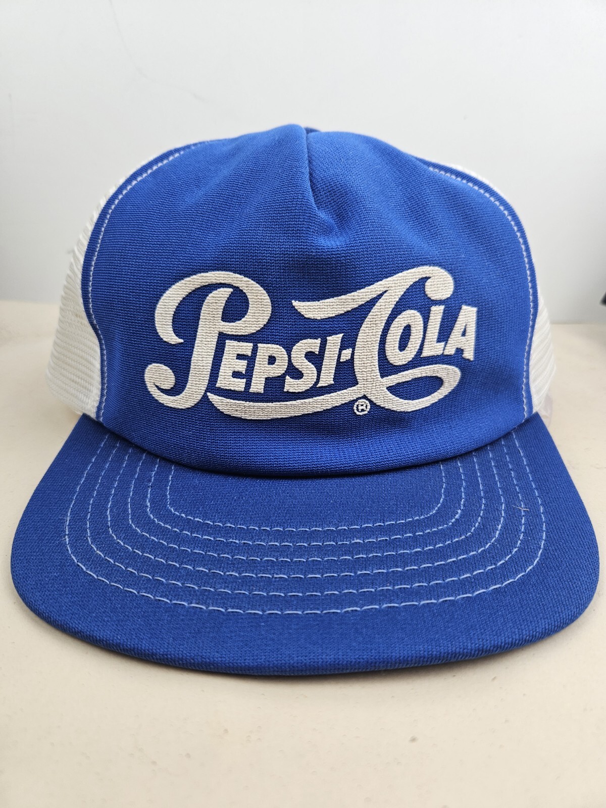 Chapeau Camionneur (Snapback) Pepsi-Cola Vintage Années 60 - Maille - Rouge Blanc Bleu - Occasion Rare