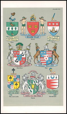 1906 Lithographie Schottland WAPPEN WAPPEN GOW GUN GRANT HAY HOME (TC-226)