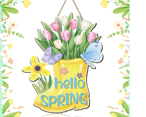 Spring Decorations for Home Spring Wreaths for Front Door Welcome Sign Flowers D - Picture 7 of 9