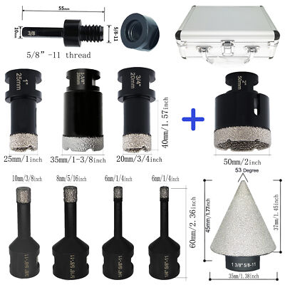 10pcs Diamond Core Drilling Bits Set Tile Hole Saw Kit Marble Ceramic Porcelain 