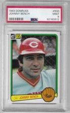 1983 Donruss Johnny Bench #500 PSA 9 Mint Baseball Card.