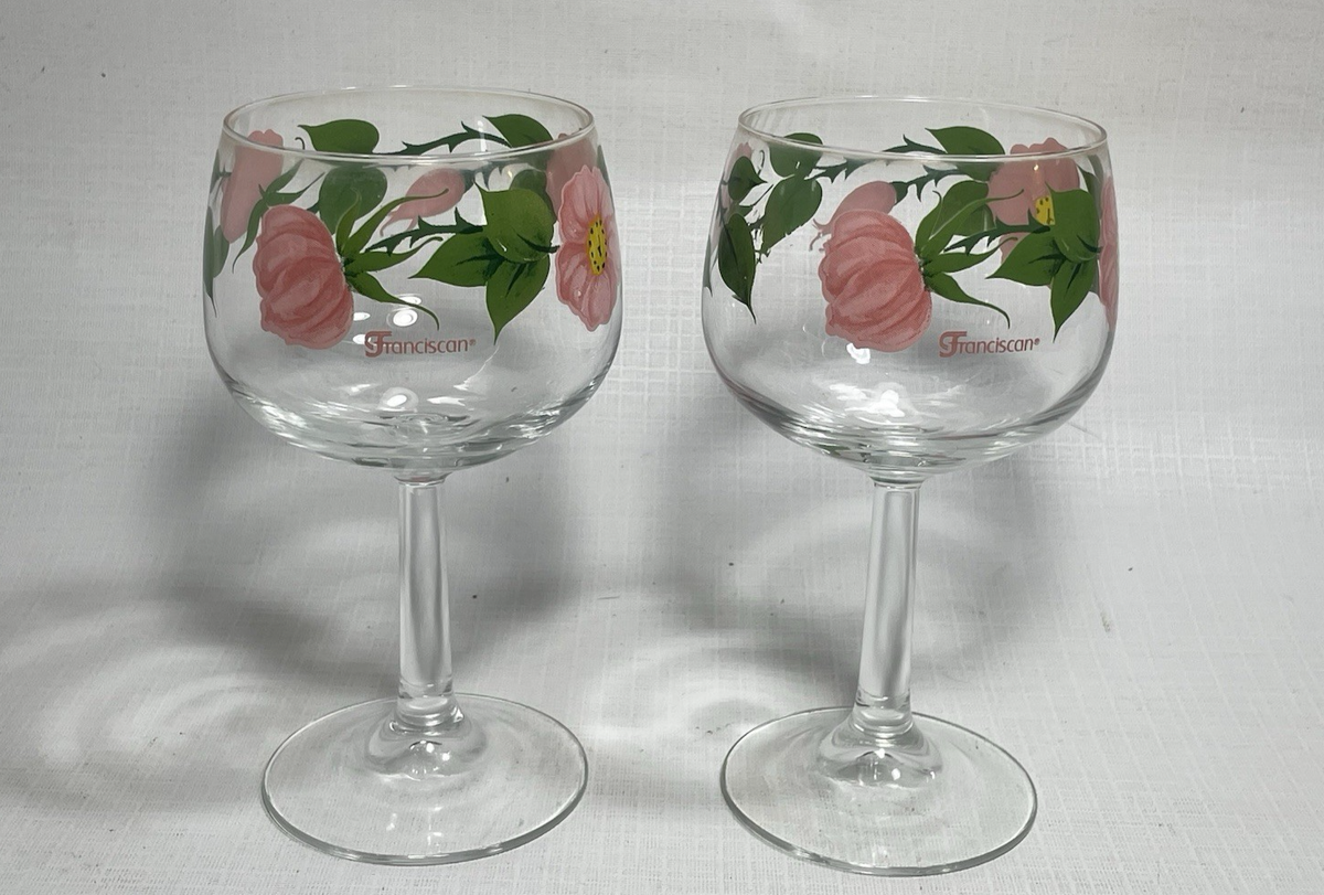 Pair Of Franciscan Desert Rose Pattern Wine Glasses