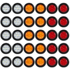 Amber/Red 2" Inch Round 7 LED Side Marker Clearance Lights Truck Trailer RV Lamp