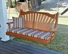 Cedar Fanback Porch Swing- Multiple Sizes and Stain Options- Amish Made in USA