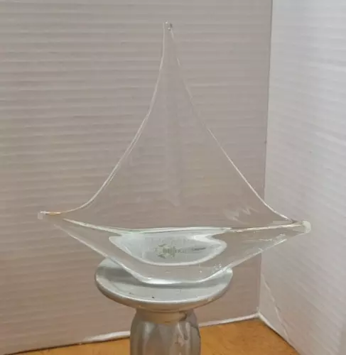 Elegant Clear Glass Sailboat Paperweight
