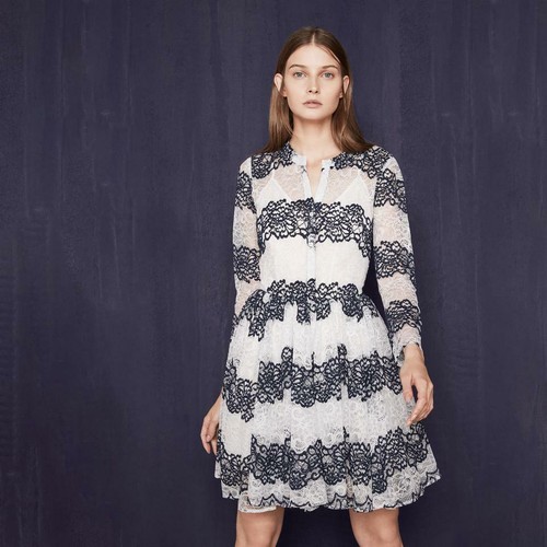 Maje White/Navy Rayela Two-tone Lace 