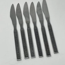 Stylecraft SYF10 Stainless Steel 6 Dinner Knives Glossy Square Tip Scroll Japan+