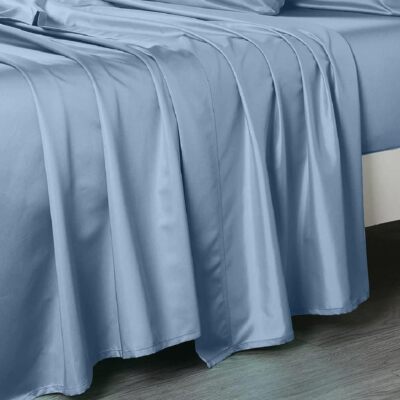 Flat Sheet Only (Oversized 120 x112 Inch) 500tc Cotton Bed Linens Made in USA