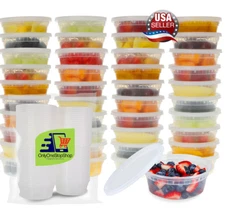 [Extra Heavy Duty] 120 Pack 8 oz Deli Food/Soup Plastic Containers Airtight Lids