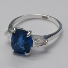 Blue Teal Sapphire Ring-Silver Ring-Mother's Day gift-birthday Gift For Her