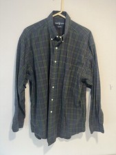 Vintage Ralph Lauren Shirt Men's Large Green Blue Plaid Big Shirt Button Down
