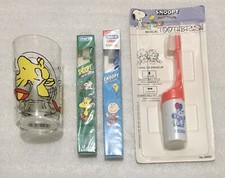 Peanuts Snoopy Toothbrush Tumbler Cup Lot Musical Danara Oral-B VINTAGE NEW