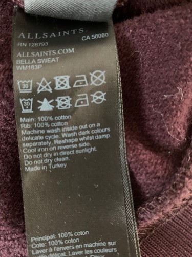 AllSaints Bella purple sweatshirt. Size Medium, oversized, very good condition - Picture 10 of 10