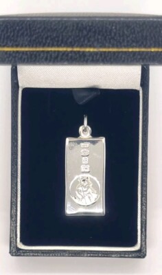 New 925 sterling SILVER INGOT ST. CHRISTOPHER PENDANT 13.5 x26.5cm hallmarked