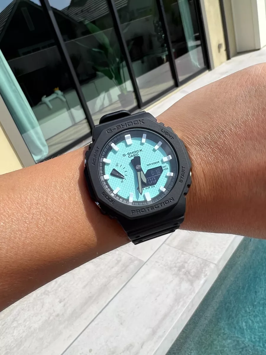 Custom Made Watch Mods Casioak GA2100-1A1 Black Ice Blue Dial White Scale Custom Made Watch Mods Casioak GA2100-1A1 Black Ice Blue Dial White Scale