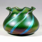 Vase FRITZ HECKERT Petersdorf Silver Threads Loetz Art Nouveau Height: 4 7/8in