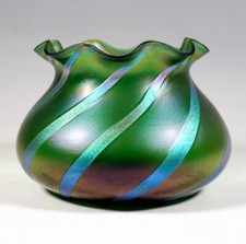 Vase FRITZ HECKERT Petersdorf Silver Threads Loetz Art Nouveau H: 12.5 CM Um