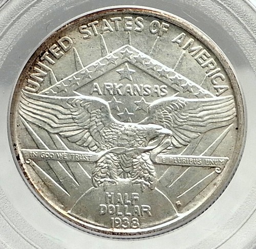 1938 ARKANSAS 100th Commemorative Silver Half Dollar US Coin PCGS MS 65 i76423 - Picture 2 of 5