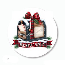 Santa Mail North Pole Express Mailbox Favors Scrapbook Stickers Envelope Seals