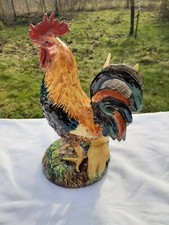 Coq En Barbotine Delphin Massier signé  A.M. hauteur 34 cm.