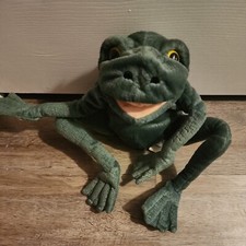 FOLKMANIS Long Legged FROG Hand Puppet Sitting 13  Plush Stuffed green animal