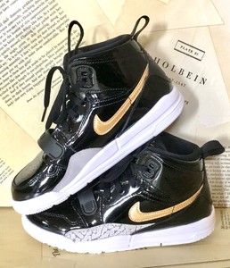 Nike Air Jordan Legacy 312 Hi Top Black Patent Leather Gold Boys 1 Y New Ebay