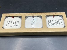 Rae Dunn Christmas Ornament Box Set of 3 Ceramic