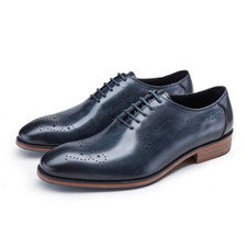 New Style Men's Cowhide Leather Round Toe Lace Up Oxford Carved Breathable Shoes